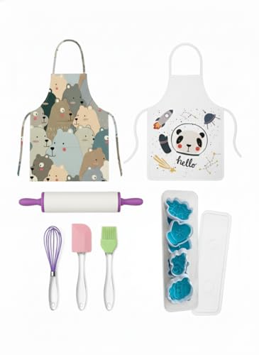 Galletas Mágicas – Kit de repostería infantil navideño con cortadores, delantales y utensilios – Regalo original para niños y niñas – Actividad familiar creativa en Navidad. Kit Repostería.