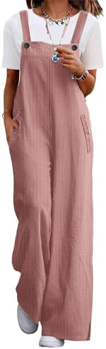 YESNO Women's Casual Corduroy Overalls Adjustable Straps Baggy Pa...