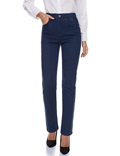 Tapata Womens 28"/30"/32"/34" Inseam High Waist Straight Cut Girlfriend Relaxed Fit Denim Jeans 32",Blue,M #TOP1