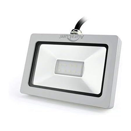 Auralum 10W LED Flutlicht Fluter Strahler 220V Außenleuchte, 750LM, 6000K, Kaltweiß,IP65 Wasserdicht, Floodlight in Weiß