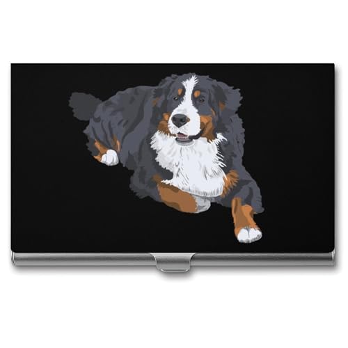 Swiss-Bernese-Mountain-Dog Business Card Holder Alloy Multi Wallet Credit Card ID Pocket Name Case