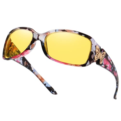 Image of HAOLOTA Women's Polarized Sunglasses - Fashionable Wraparound Butterfly Design with UV400 Protection