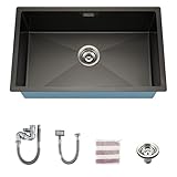 KORVO Fregadero de cocina de 70 cm, color gris antracita, de acero inoxidable de calibre 18, cuenco individual bar/lavabo de preparación (70cm * 43cm)