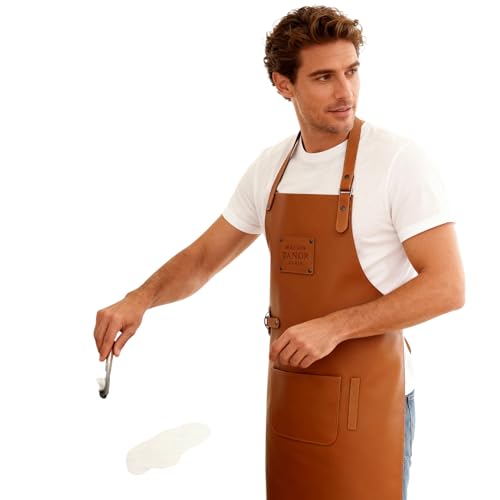 Tablier en cuir homme pour barbecue de jardin et soirées entre amis