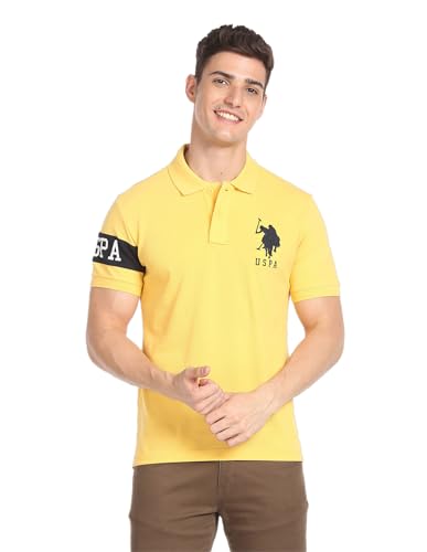 Image of U.S. Polo ASSN. Solid Slim Fit Polo T Shirts for Men - 100% Cotton, Half Sleeves Mens Tshirt