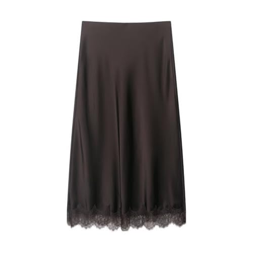 Jupe en satin respirante anti-chaleur jupe mi-longue chic pour femme