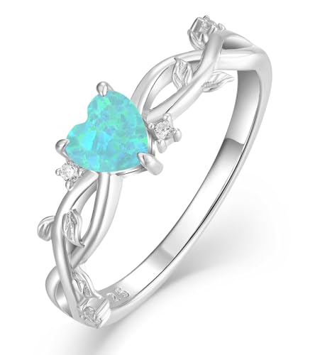 YL 925 Sterling Silver Engagement Rings 5MM Heart Cut Gemstone Infinity Band Leaf Jewelry for Women