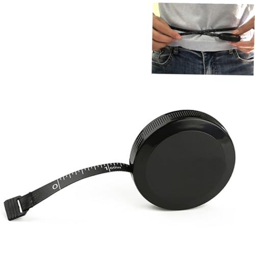 HEALSOPTHY 黒色プラスチック外装 自動巻取り柔軟テープメジャー 軽量で使いやすい計測定規ツール 腕周りやウエストの正確測定に適用