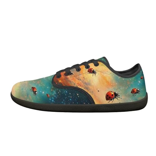 Binienty Green Orange Galaxy Ladybug Zero Drop Running Shoes Women Wide Toe Box Barefoots Aqua Yoga Socks Quick-Dry Beach Swim Surf Shoes for Women Men, Size 11.5