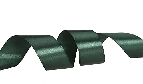 Image of ATRBB 25 Yards Curling Thick 1-1 /2 inch Wide Satin Ribbon Perfect for Wedding, Handmade Bows and Gift Wrapping (Green Black)