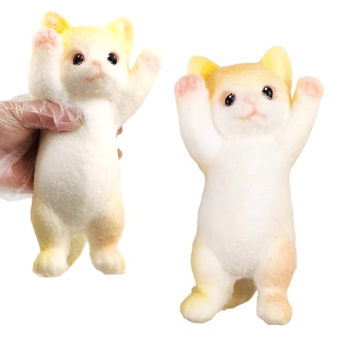 Image of Big Hand Painted Cat Squishy Toys,Large Cute Ultra Soft Kitty Squeeze Fidget Toys for Stress Relief ,Kawaii Squishies Sticky Animal Toys for Adults Kids,Decompression Sensory Balls(Cream)