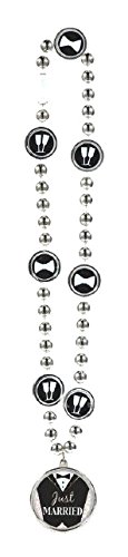 amscan Avant Garde Groom Bead Necklace Wedding Party Favors,, Black