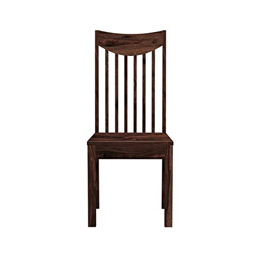 Image of Moon Wooden Dining Chairs Set of 2 for Kitchen & Dining Room, Two Seats, Solid Sheesham Wood, Walnut Finish