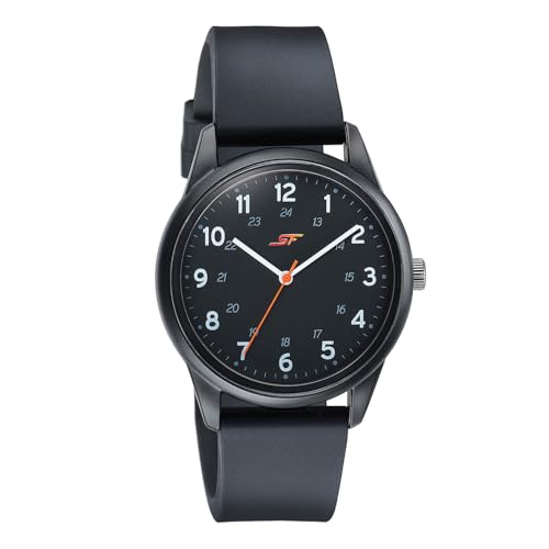 Image of SF Field with Quartz Analog Black Dial Black Silicon Strap Watch for Men - 77211PP01W