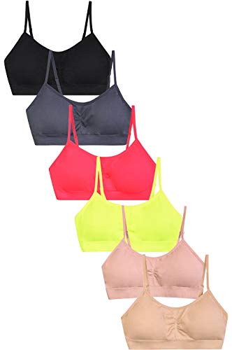 Sofra Women's 6 Pack Of Seamless Padded Sports Bras-Neon Future