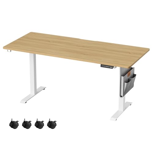 VASAGLE Assis-Debout, Bureau Électrique Réglable, 60 x 120 x (72-120) cm, Réglage en Continu, Fonction Mémoire 4 Hauteurs, Couleur Chêne Naturel LSD172N01, Panneau d’aggloméré, Acier, Tissu Oxford