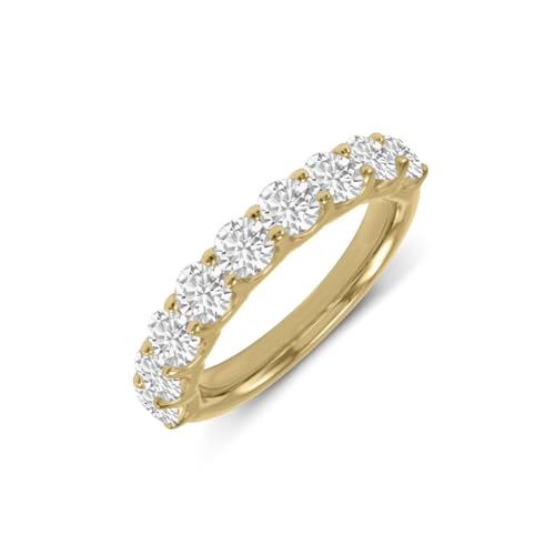 TimeLess Classics 14K Gold Lab Grown Nine Stone Diamond Anniversary Bands and Wedding Rings For Women (Available From 0.50-3 CTW) (Available Ring Size: 4.5 to 10)