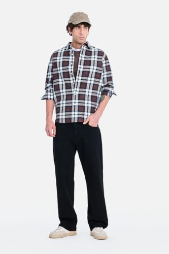 Image of SNITCH Men Casual Shirt | Regular Fit Full Sleeve Button-Down Collar Buffalo Check Pattern | Premium Cotton Blend & Breathable Fabric Outings