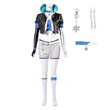 Game Luna Snow Ice Moon Flower Cosplay Costume Star Stage Leather Coat Shorts Full Set with Decoration for Women Performance 2XL