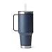 YETI Rambler 42 oz Tumbler with Handle and Straw Lid, Travel Mug Water Tumbler, Vacuum Insulated Cup with Handle, Stainless Steel, Navy