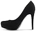 MARCOREPUBLIC Johannesburg Womens Almond Toe High Heels Platform Shoes Stiletto Dress Pumps - (Black Nubuck) - 8