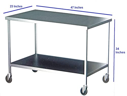 Image of DG DEXAGLOBAL Stainless Steel (SS Table, 45 x 26 inch x 34 inch (1 Under Shelf+ Wheels))