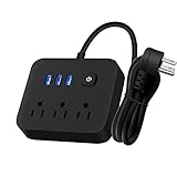 Lostrain Regleta de Alimentación,Multicontactos USB con 3 Ca(10A) y 3 USB A Protector contra Sobretensiones 1.2M,6 en 1...
