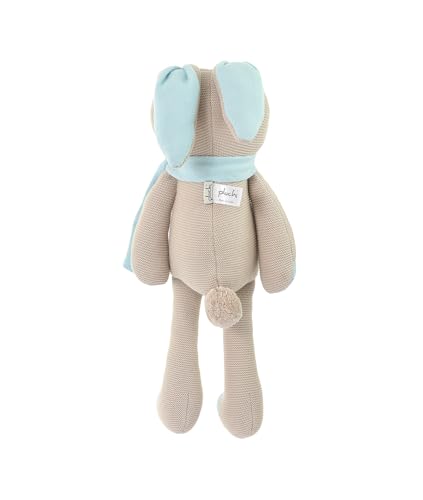 Image of Pluchi Berry Bunny Knitted Cotton Soft Toy, Kids Snuggle Companion, Harmful Substances Free (Pale Whisper & Baby Blue)