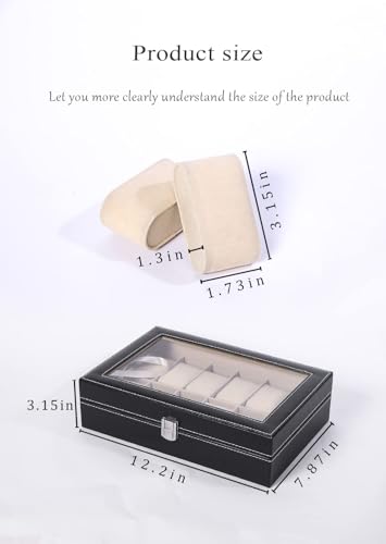Image of Watch Display Case For Men,Leather Watch Organizer Box,Watch Travel Organizer Tray,Watch Collection Storge Holder For Women (Black Leather, 12 Slots)