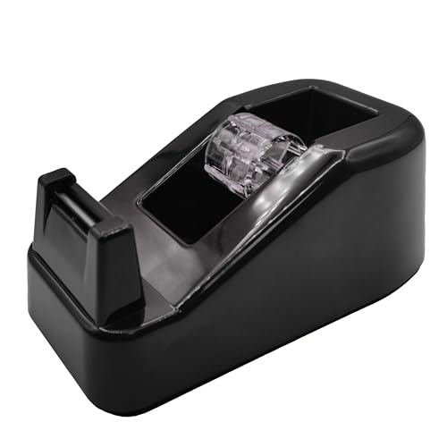 Raylu Paper® - Tape Dispenser for Desk and Office, Celo Dispenser with Weight and Non-Slip Base, Celo Holder for 33 m Rolls (Black)