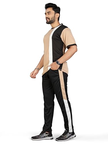 Image of Cotton Blend Night Suit /Summer Suit for Men, Stylish Regular Fit Half Sleeves T-Shirt & Lower Set | Soft Cord-Set Track Suit for Boys | Ideal for Casual Outings, Gym, Workout