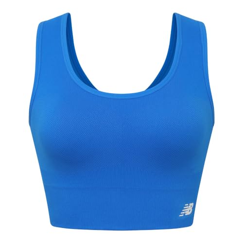 New Balance Womens Seamless Longline Bra, Wire Free, Electric Blue, Medium