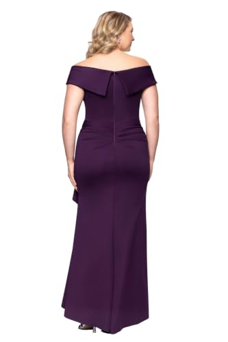 Image of Xscape Women's Long Off-the-Shoulder Sweetheart Neckline Formal Evening Gown with Ruching and Draped Ruffle Detail