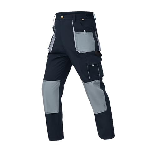 Hawyet Mens Work Pants Patch Work Durable Wear Resistance Multi Pockets Multi Functional Construction Workwear