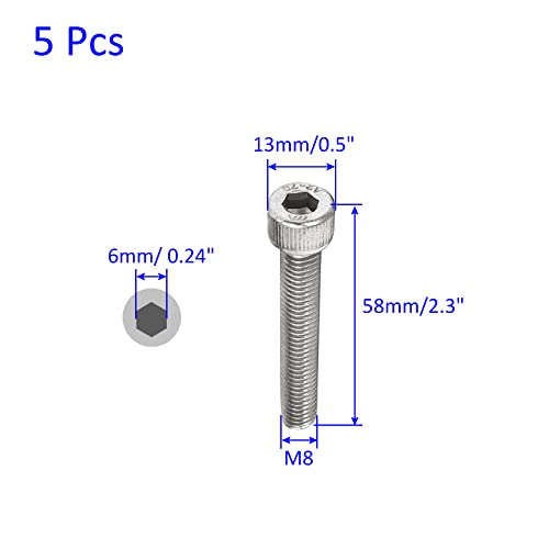 M METERXITY 5 Pack Hex Socket Head Cap Screws, Stainless Steel Full Thread Machine Screw, Anti Resistance - Image 3