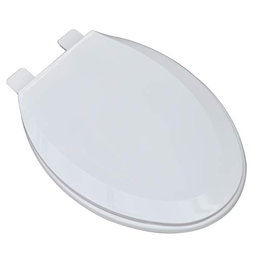 Bath Décor 2Q1E1-00 Builder Grade Plastic Toilet Seat with Vari-Adjust Lok-Down R'N'C Hinge and Quik-Lok Mounting Hardware, Elongated, White