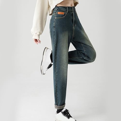 Womens Cropped Denim Pants High Waisted Baggy Jeans Vintage Stretch Ankle Teen Girls Y2K Straight Leg Denim Trousers4