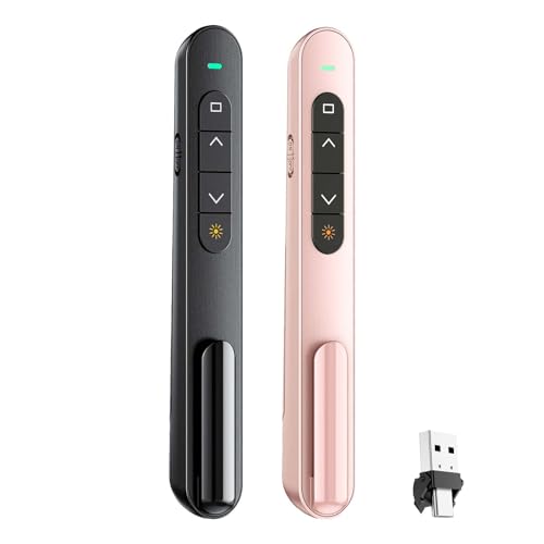 QUI 2 Pack Wireless Presenter Remote, 2.4GHz RF Presentaion Clicker with Hyperlink Volume Control...