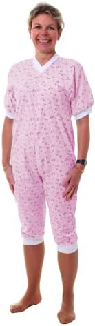 Grenouillère Adulte éco JC/MC - Fleurette Rose, Taille 6 (XXL)