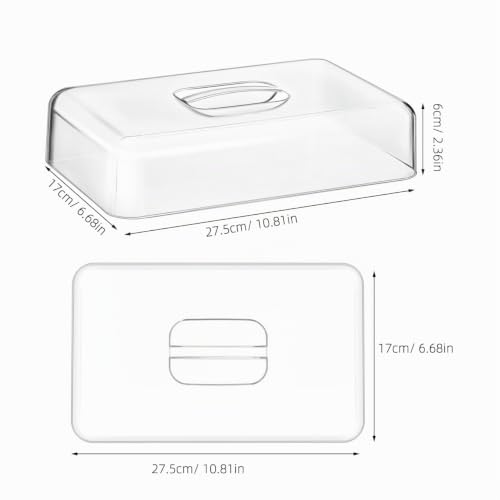 Bandeja de acrílico transparente con tapa rectangular para exhibir comida en cafés 4