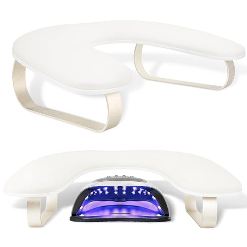 Arm Rest for Nails Tech Upgraded 10 Inclined U-Shaped Manicure Nail Arm Rest Stand Nail Armrest for Nail Tech Hand Rests with Aluminum Alloy Holder Non-Slip