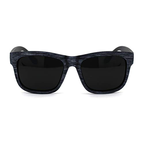 Image of Kush Mens Brushed Wood Grain Sport Horn Rim Black Lens Sunglasses
