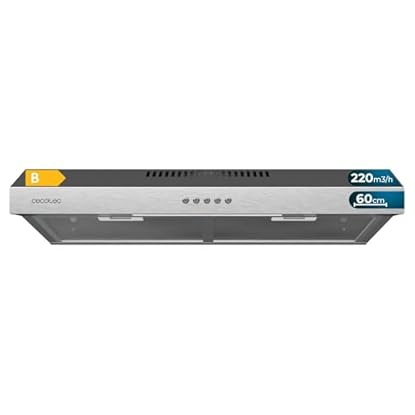 Foto di Cecotec Cappa aspirante 60 cm di larghezza Bolero Flux CM 602200 Inox B. Potenza di aspirazione 220 m3/h, motore 70 W, basso consumo, controllo meccanico, 3 livelli di potenza, finitura in inox