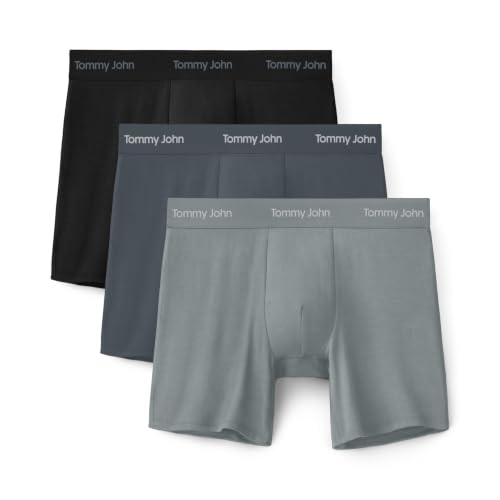 Image of Tommy John Men's Luxe Modal 6 inch Mid-Length Boxer Brief Underwear 3-Pack | 3 Pack, Stay-Put Waistband, Luxury Soft, Machine Wash, Contour Pouch for Comfort and Control, Tagless, Stretch Style