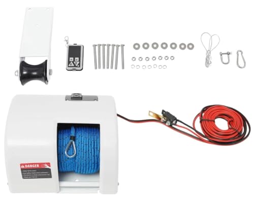 OUGWFYANG 45LBS Electric Anchor Winch, 12v Boat Anchor Wench with Remote Control Electric Boat Winch with 100-Feet Anchor Rope (45LBS)