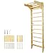 Lunanniu 86.6 Inch Wooden Swedish Ladder Stall Bars with Adjustable Pull-Up Bar Wall Mounted Fitness Equipment for Gymnastics Physical Strength Training and Home Exercise