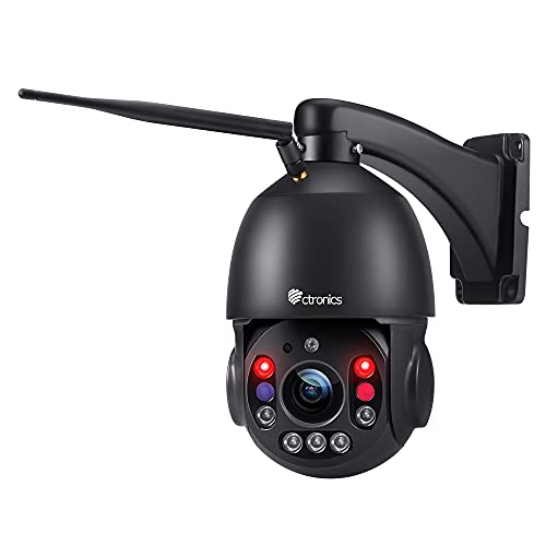 Ctronics [5MP 30X Zoom Óptico Camara Vigilancia WiFi Exterior 5/2.4Ghz, 360° PTZ IP Cámara Domicilio, 150M Visión Nocturna con Auto Crucero/Seguimiento/Zoom, Bluetooth/Cloud/PC, Metal, IP66