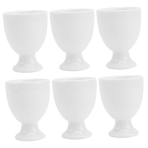 PRETYZOOM 6pcs Ceramic Egg Tray Egg Cup Breakfast Egg Holders Egg Stands Holders for Egg Cups for Egg Ceramics White