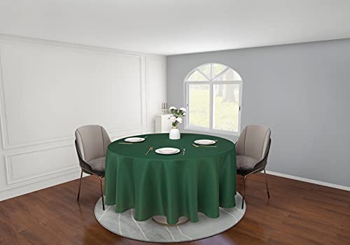 Biscaynebay Textured Fabric Round Tablecloths 60 Inches In Diameter, Hunter Green Water Resistant Tablecloths For Dining, Kitchen, Wedding, Parties Etc. Machine Washable #TOP7