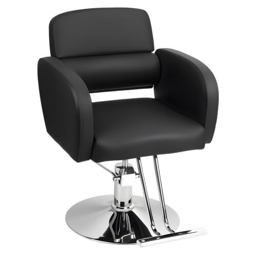 pofluany Fauteuil Salon de Coiffure hydraulique, Chaise Coiffeuse pivotante, Tabouret Coiffeuse Noirs, Fauteuil coiffeuses, Salon de Jardin Bois, Table de Jardin Exterieur Noir